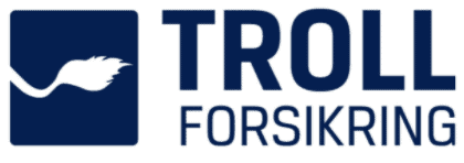 Troll Forsikring logo hvit bakgrunn mørkeblå tekst